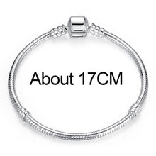 Load image into Gallery viewer, Authentic 100% 925 Sterling Silver Snake Chain Bracelet &amp; Bangle Pave Star Cubic Zirconia CZ DIY Jewelry