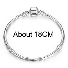 Load image into Gallery viewer, Authentic 100% 925 Sterling Silver Snake Chain Bracelet &amp; Bangle Pave Star Cubic Zirconia CZ DIY Jewelry