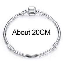 Load image into Gallery viewer, Authentic 100% 925 Sterling Silver Snake Chain Bracelet &amp; Bangle Pave Star Cubic Zirconia CZ DIY Jewelry