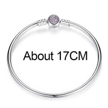 Load image into Gallery viewer, Authentic 100% 925 Sterling Silver Snake Chain Bracelet &amp; Bangle Pave Star Cubic Zirconia CZ DIY Jewelry