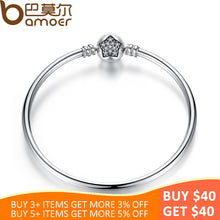 Load image into Gallery viewer, Authentic 100% 925 Sterling Silver Snake Chain Bracelet &amp; Bangle Pave Star Cubic Zirconia CZ DIY Jewelry
